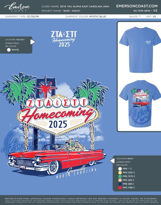 EC-7374 NEW Zeta Tau Alpha East Carolina University 2025 - HOCO