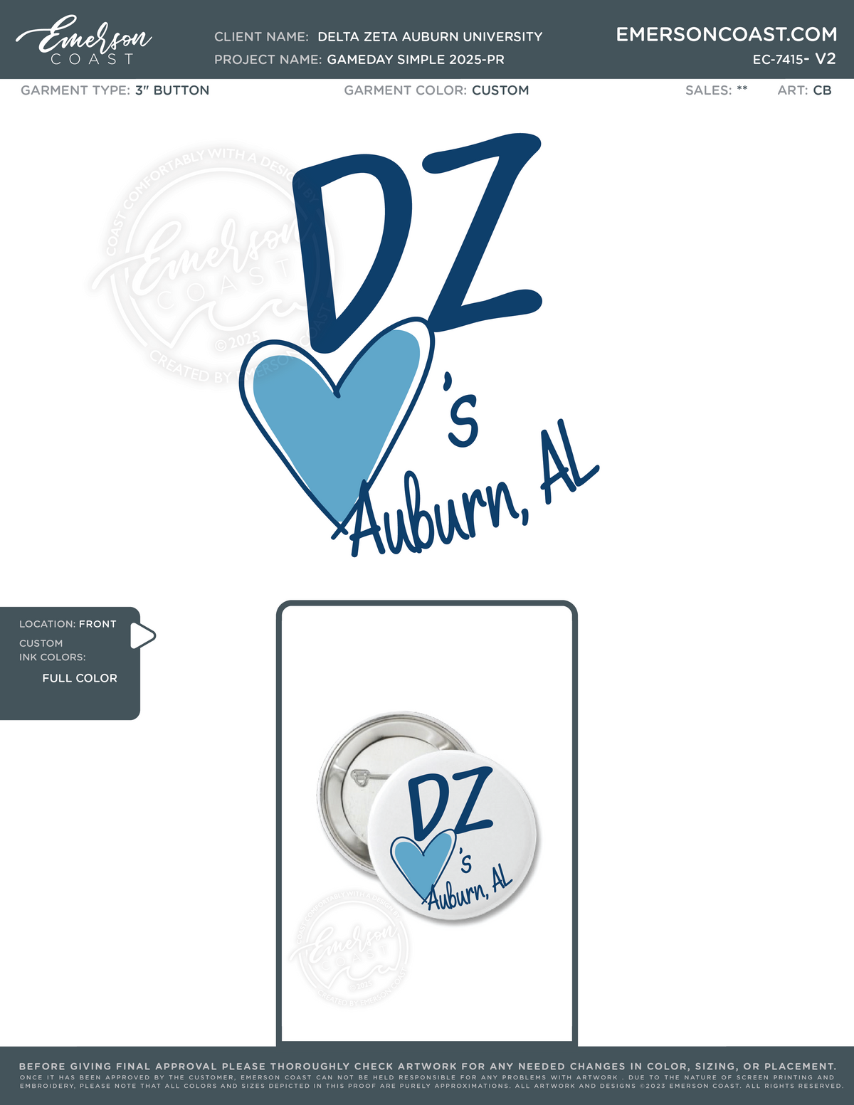 EC-7415 Delta Zeta Auburn University Gameday simple 2025-pR