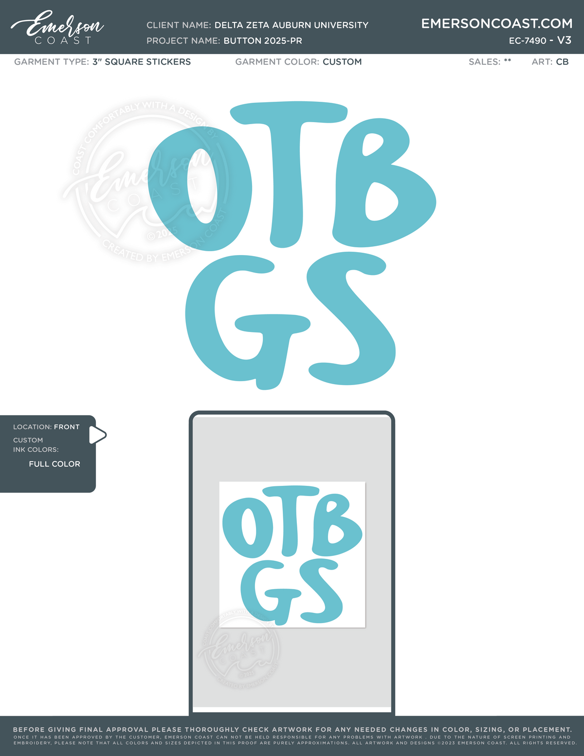 EC-7490 Delta Zeta Auburn University Sticker 2025-PR