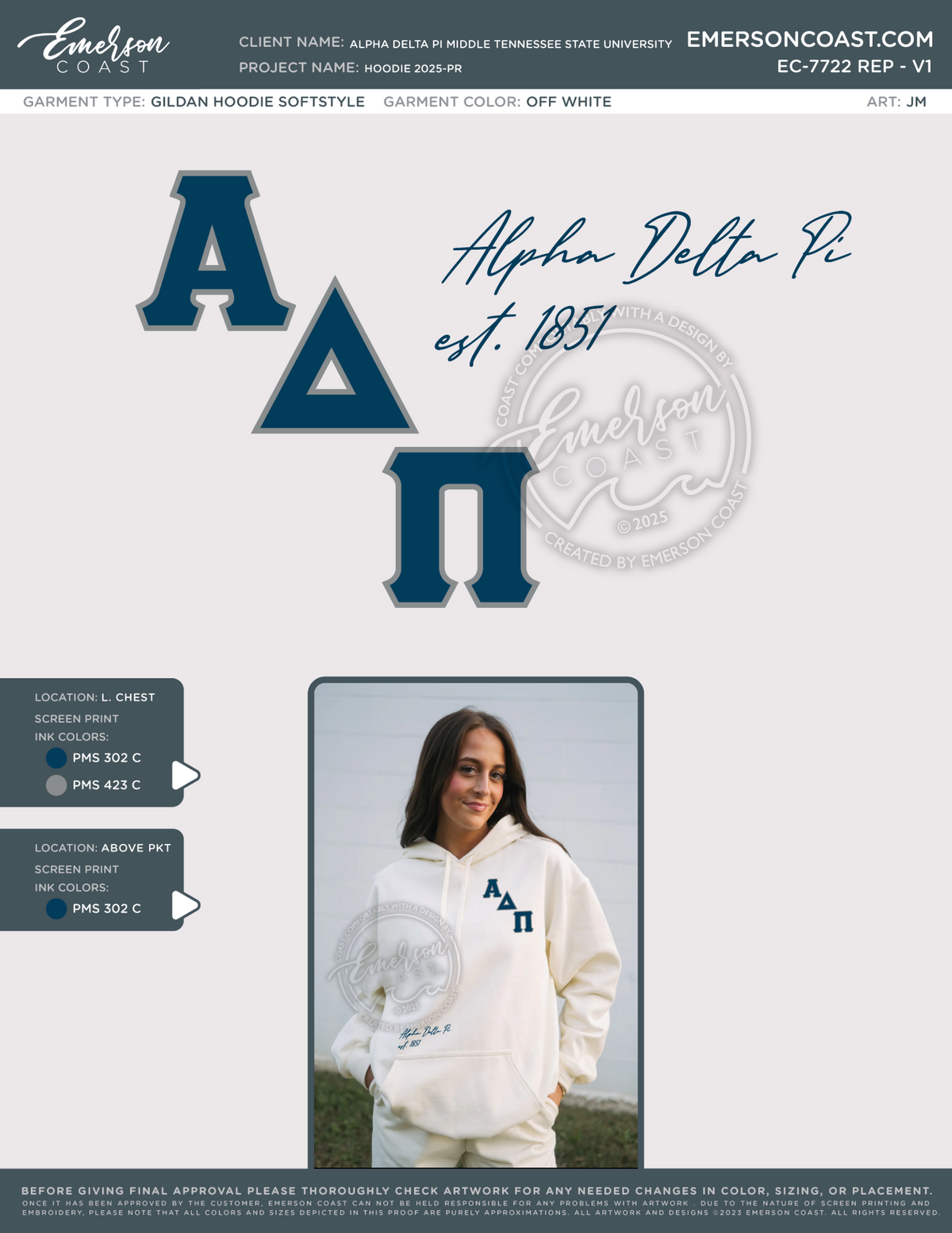 EC-7722 REP Alpha Delta Pi Middle Tennessee State University Hoodie 2025-PR