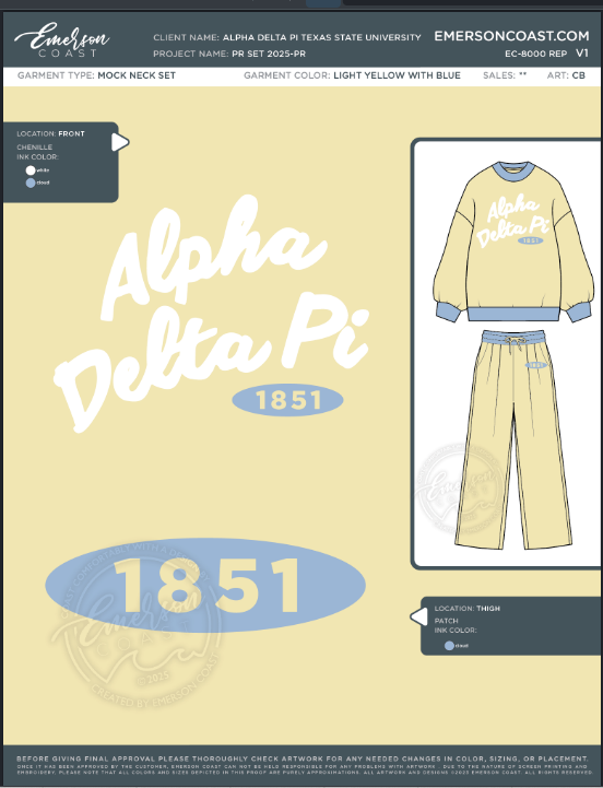 EC-8000 REP Alpha Delta Pi Texas State University PR SET 2025-PR