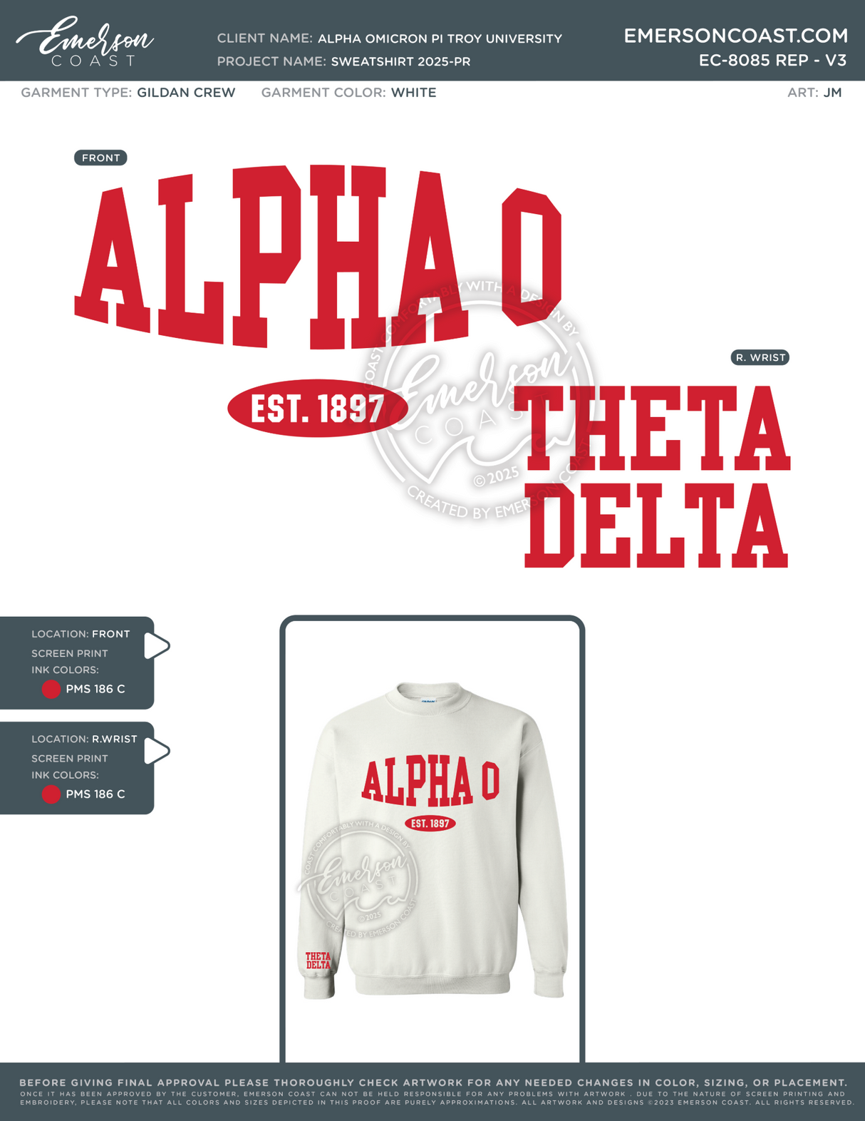 EC-8085 REP Alpha Omicron Pi Troy University Sweatshirt 2025-PR