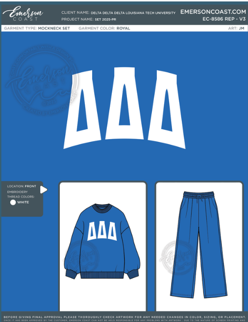 EC-8586 REP Delta Delta Delta Louisiana Tech University Set 2025-PR