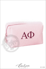 Sorority Embroidered Seersucker Makeup Bag
