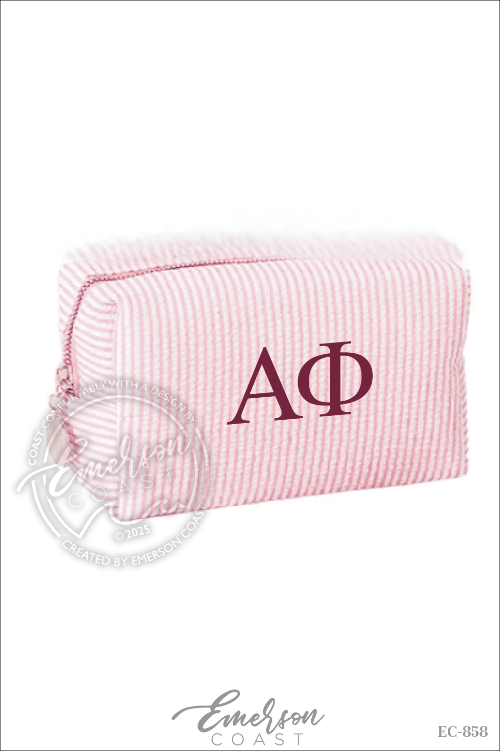 Sorority Embroidered Seersucker Makeup Bag