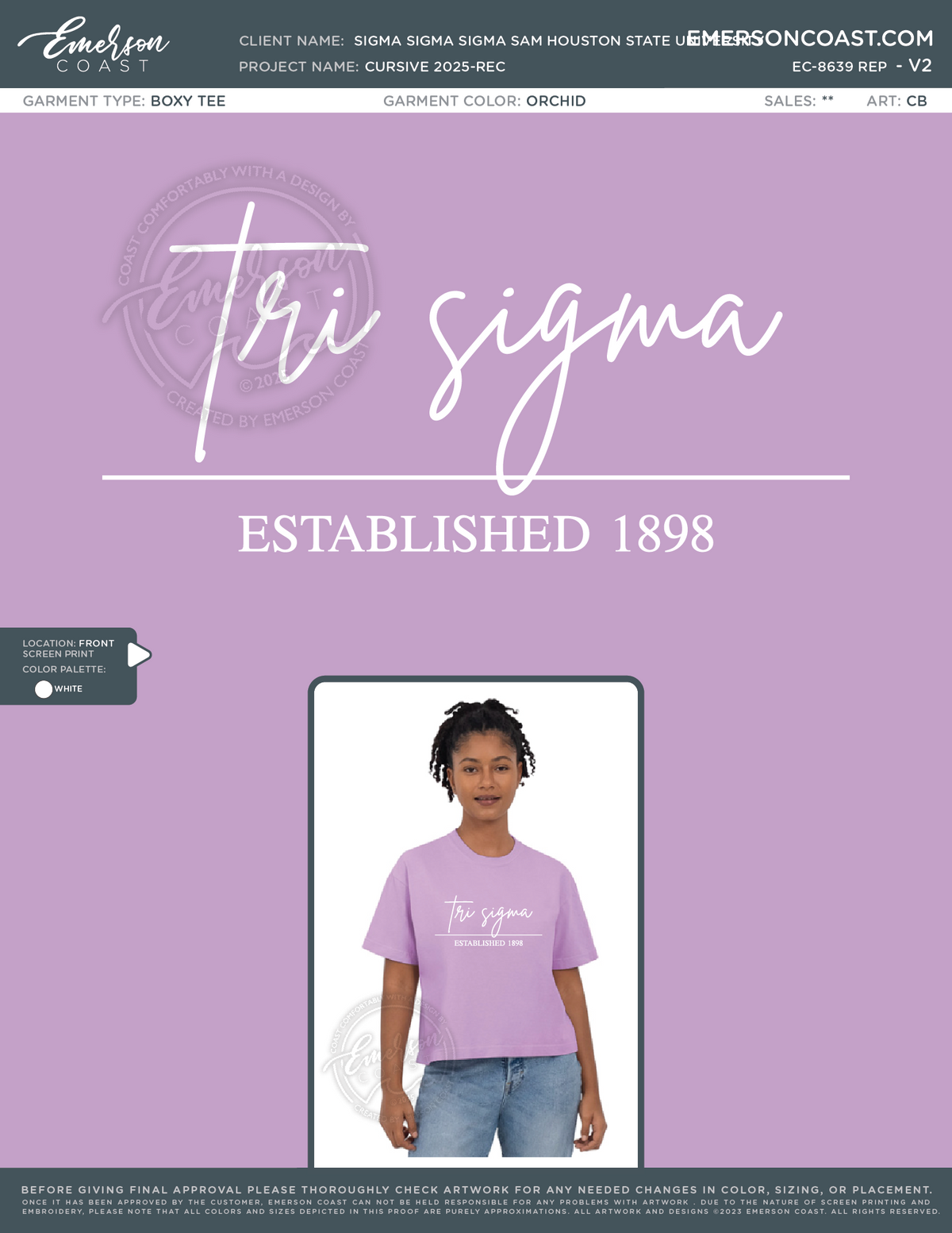 EC-8639 REP Sigma Sigma Sigma Sam Houston State University Cursive 2025-REC