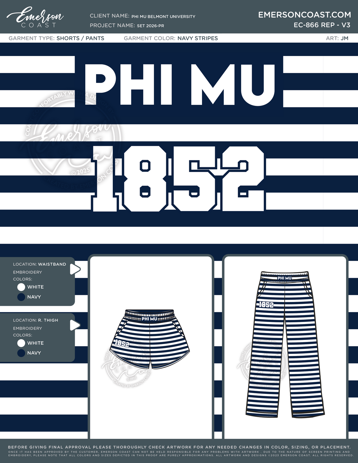 EC-866 REP Phi Mu Belmont University Set 2026-PR - pants