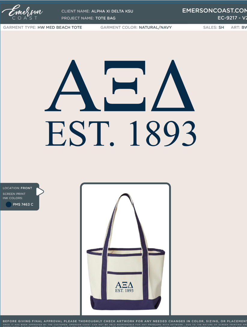 EC-9217 REP Alpha Xi Delta Kansas State University Tote 2026-PR