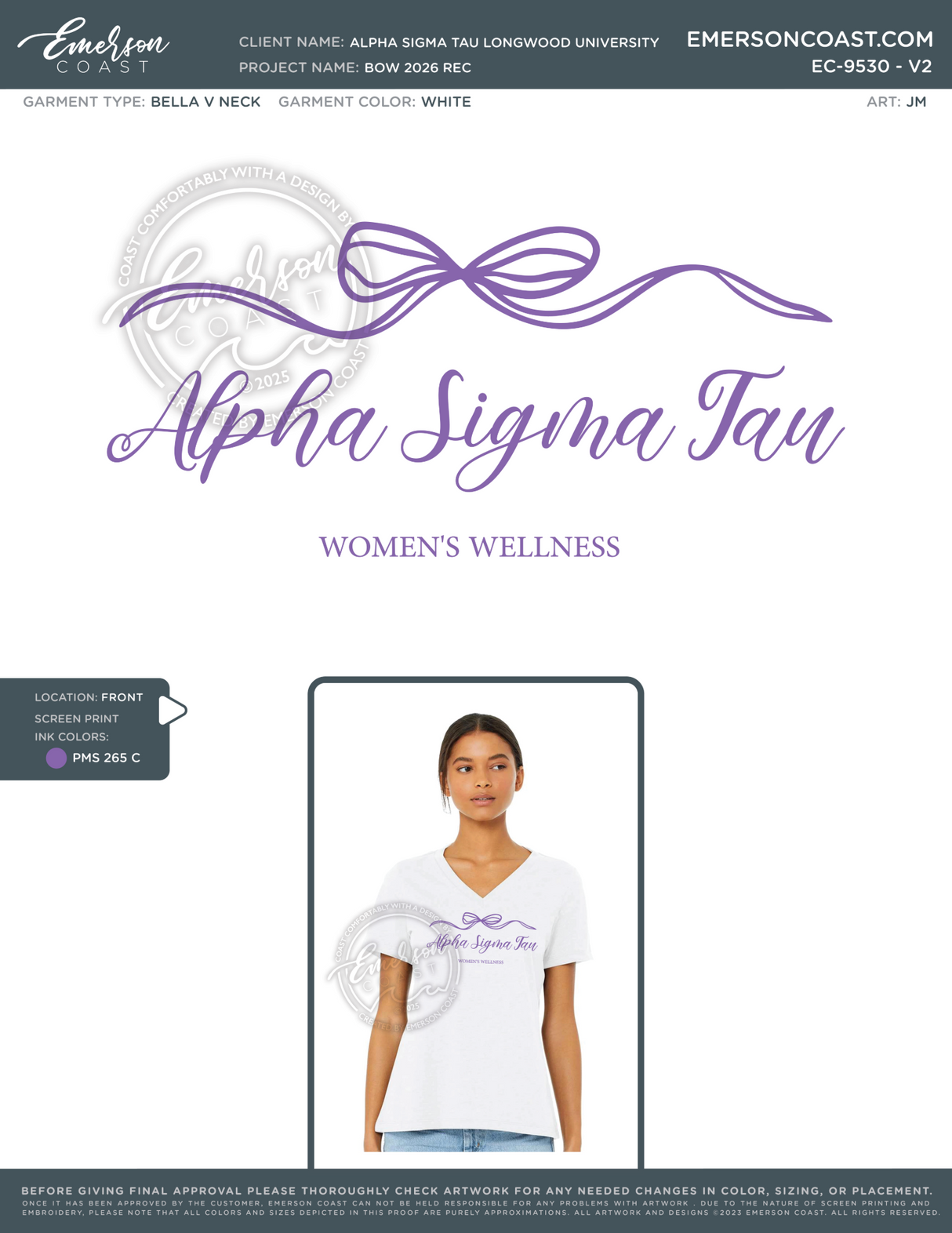 EC-9530 Alpha Sigma Tau Longwood University Bow 2026 REC