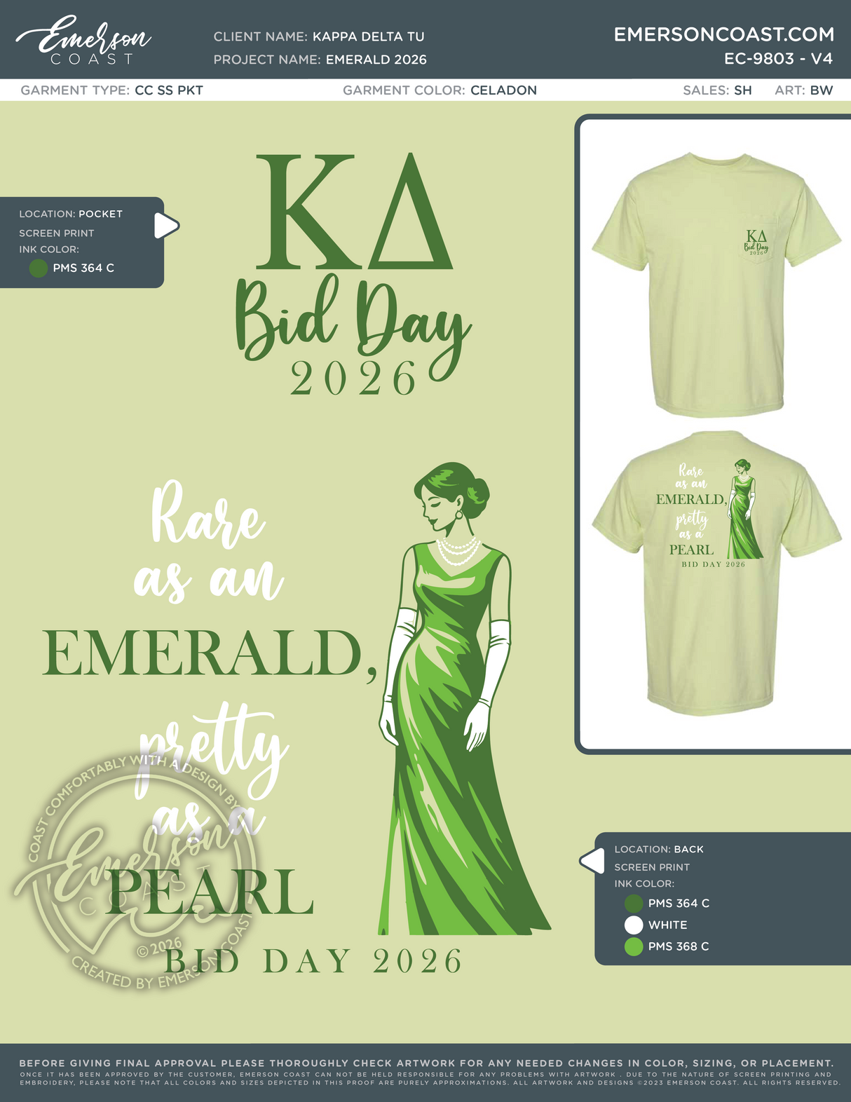 EC-9803 NEW REORDER Kappa Delta Troy University Emerald 2026 RORDER BD