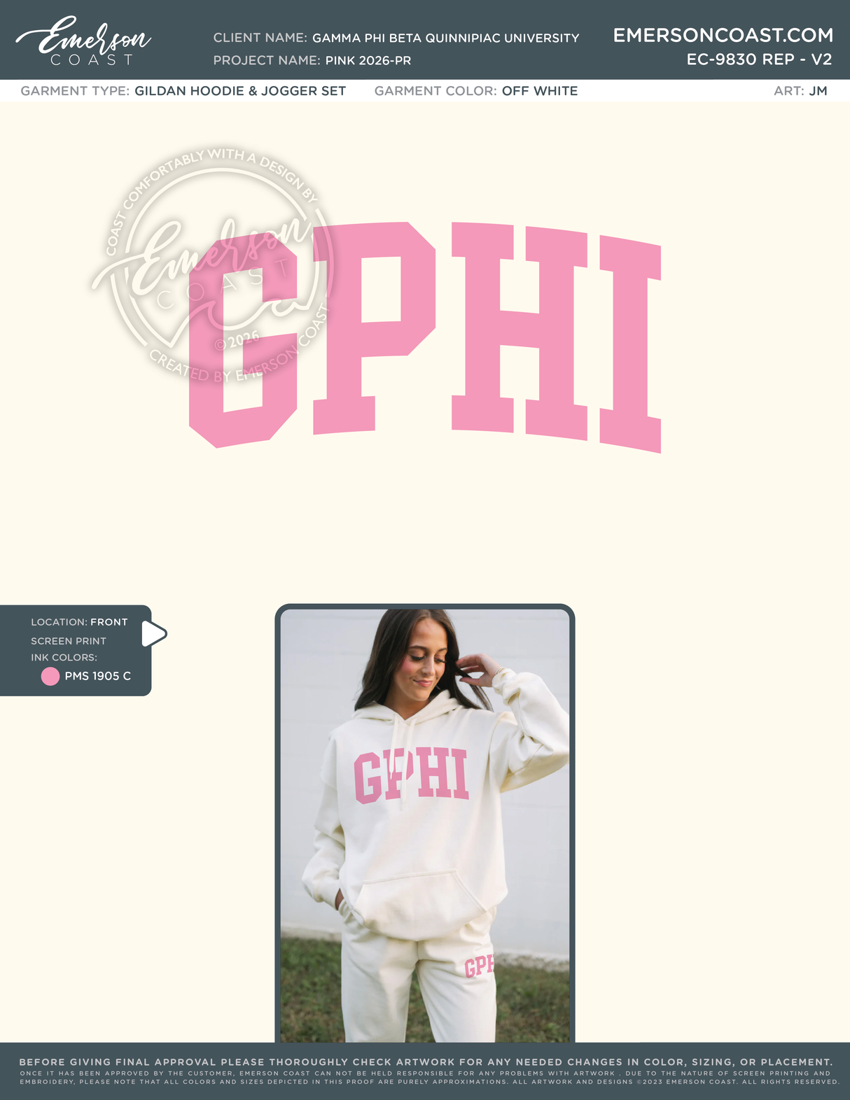 EC-9830 REP Gamma Phi Beta Quinnipiac University Pink 2026-PR
