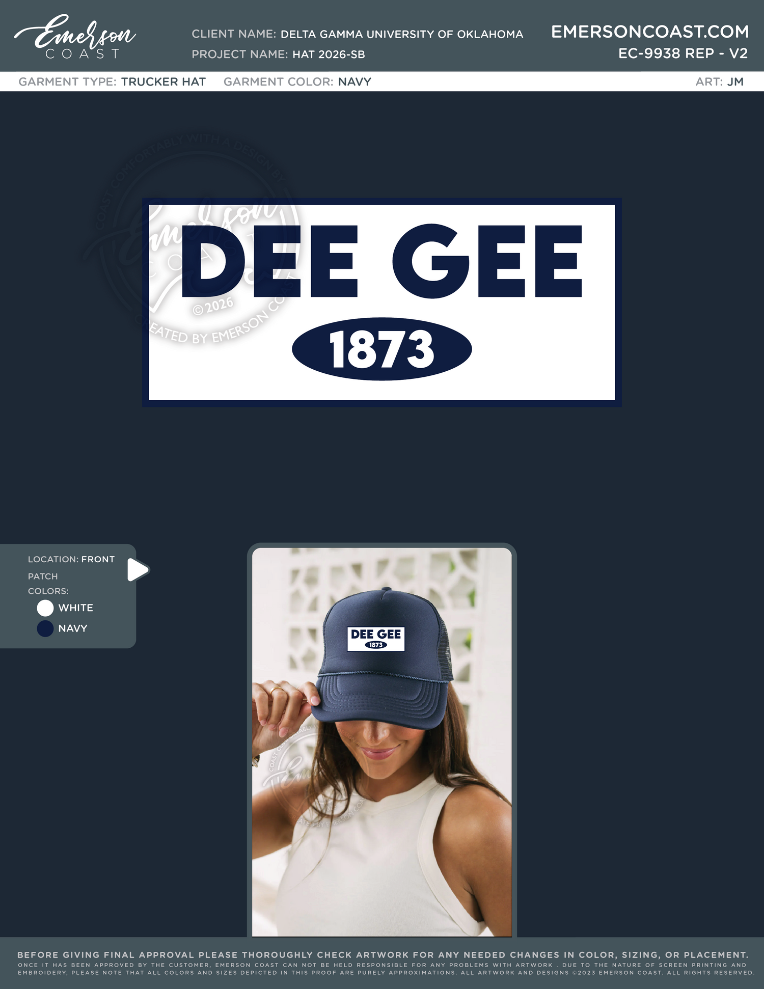 EC-9938 REP Delta Gamma University of Oklahoma Hat 2026-SB