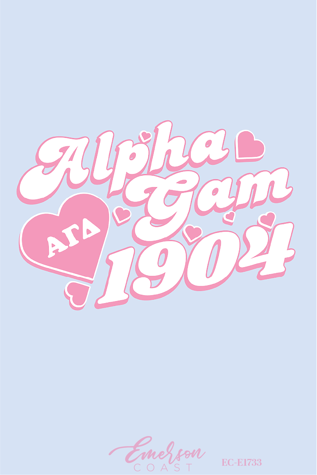 Alpha Gamma Delta Light Blue Hearts Recruitment Tee