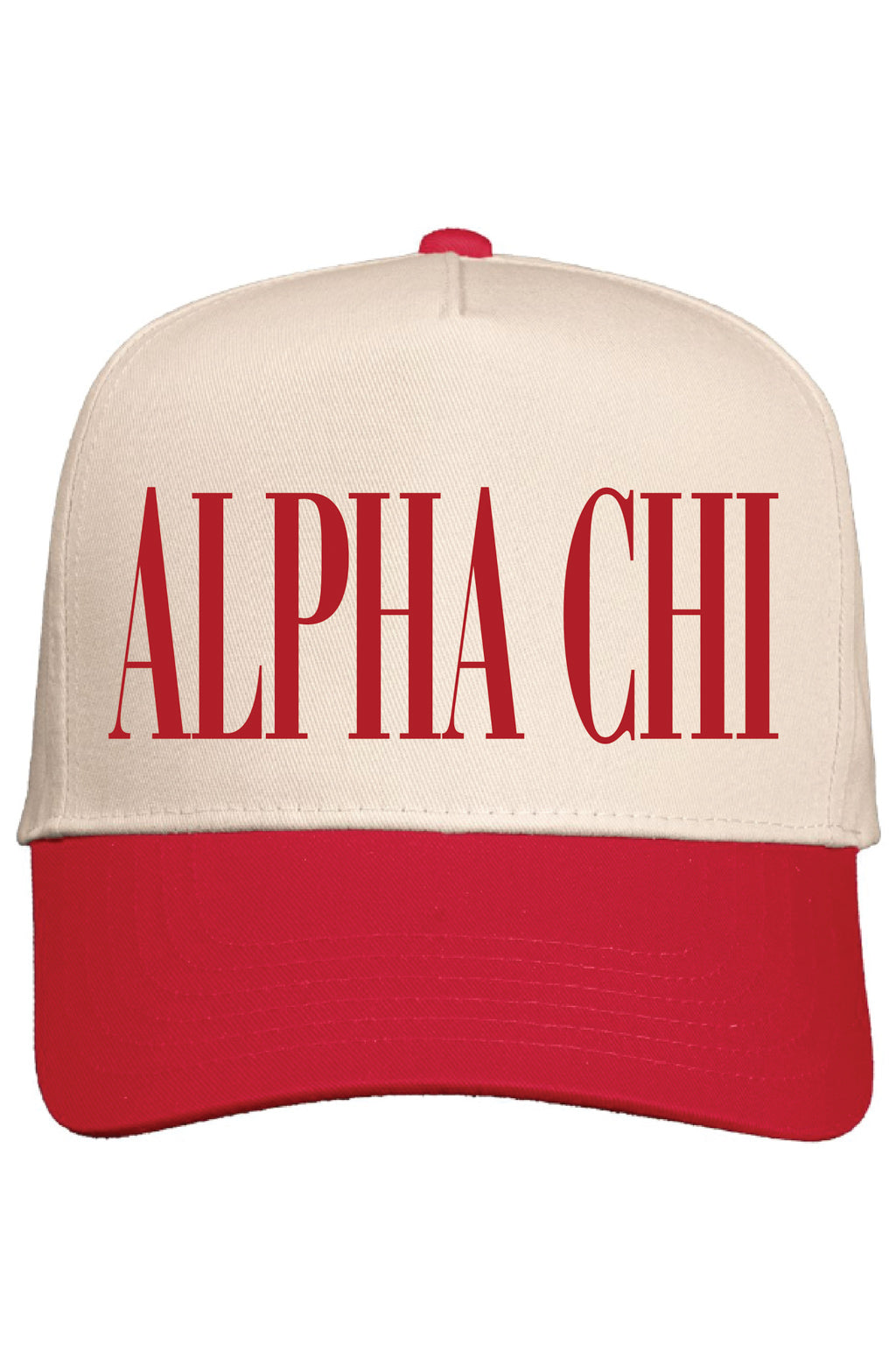 Alpha Chi Red and Natural Baseball Cap