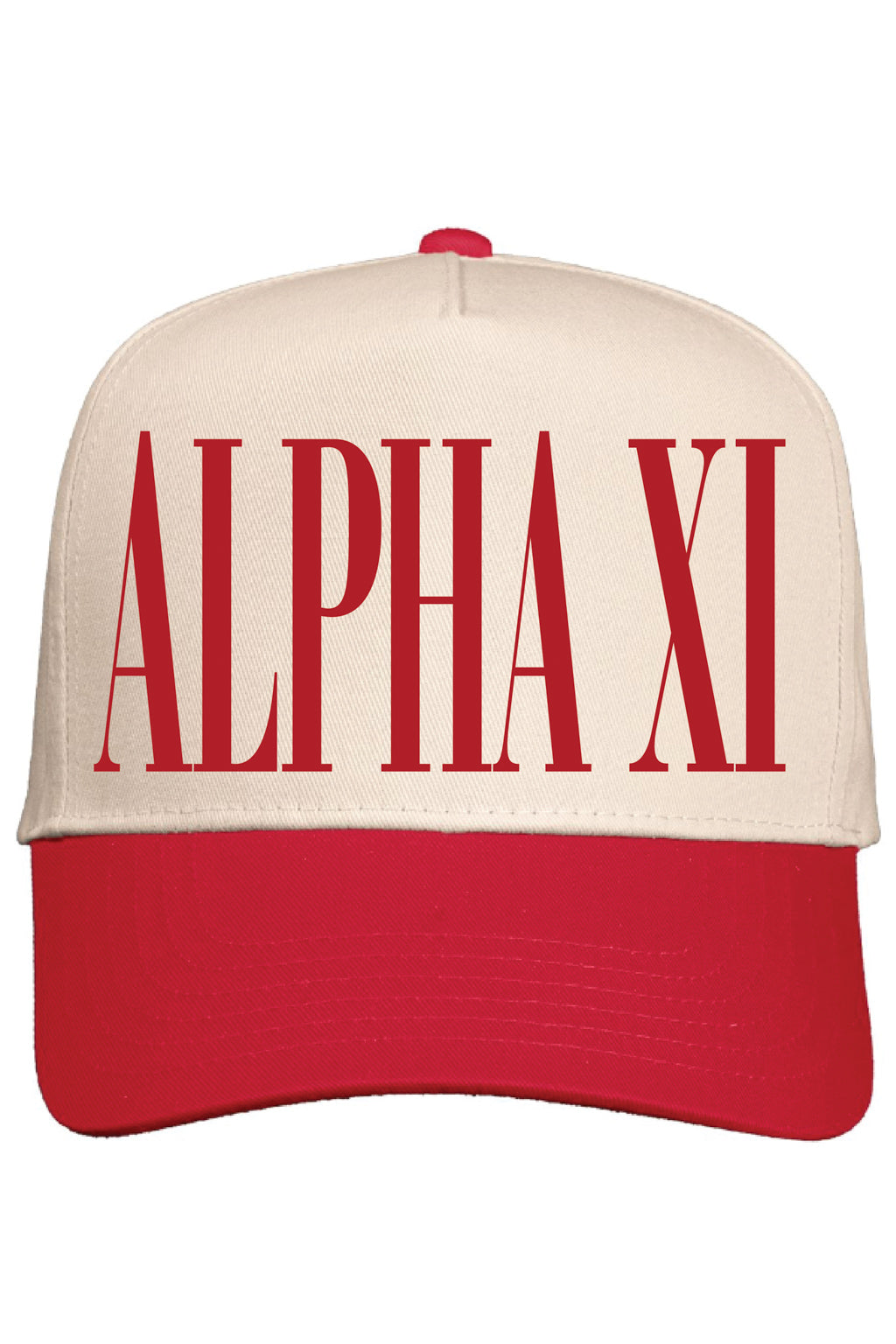 Alpha Chi Red and Natural Baseball Cap