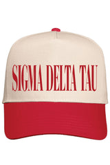 Alpha Chi Red and Natural Baseball Cap