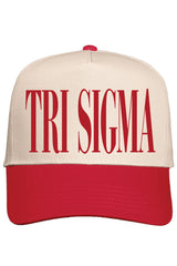 Alpha Chi Red and Natural Baseball Cap