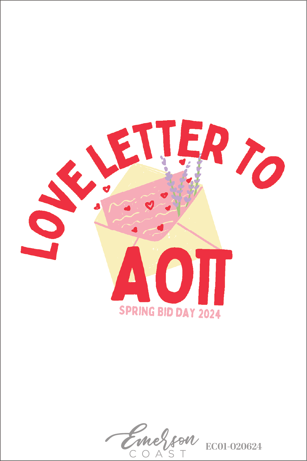 Alpha Omicron Pi Love Letter Bid Day T-Shirt