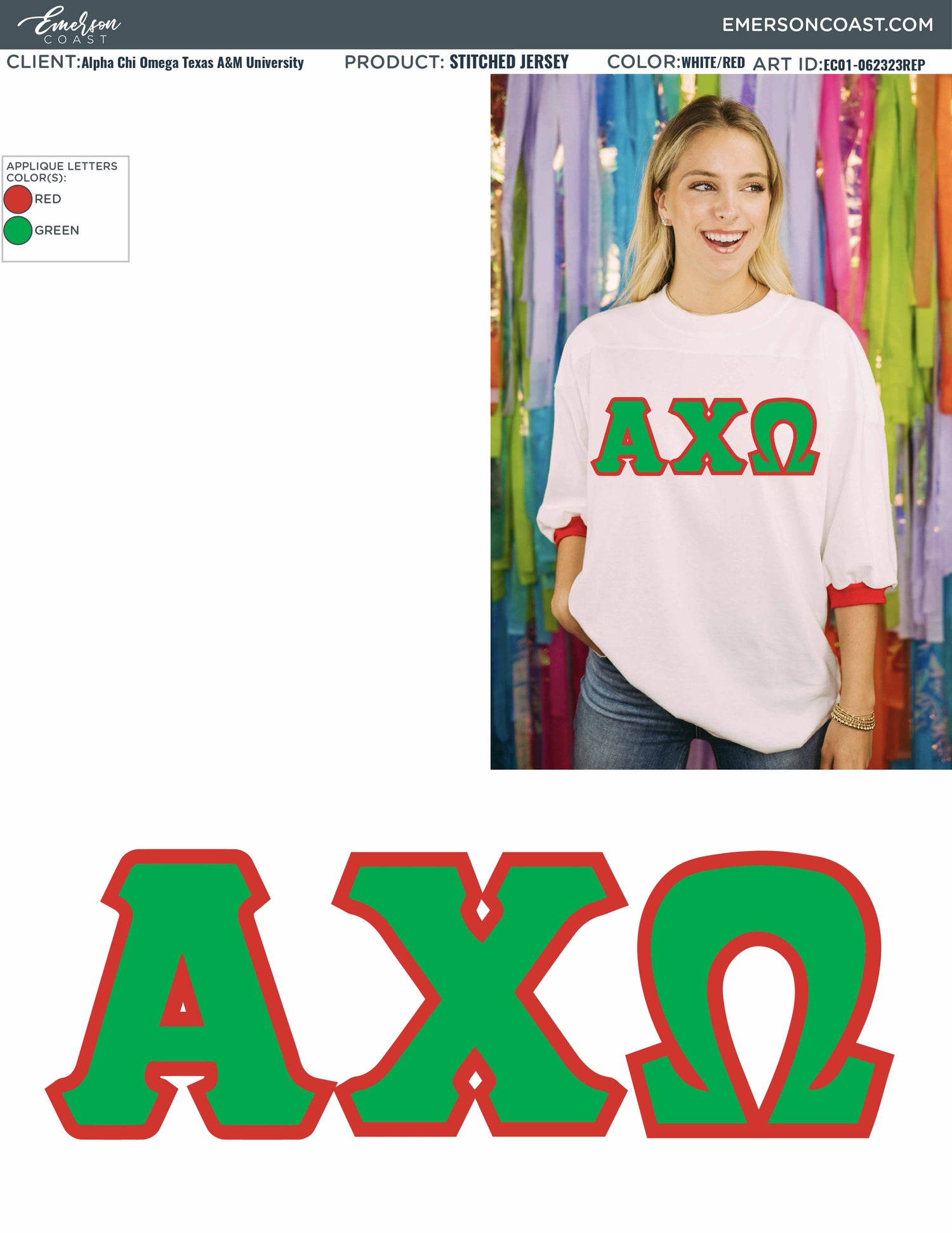 EC01-062323REP Alpha Chi Omega Texas A_M University Bid Day Jersey 2023-BD