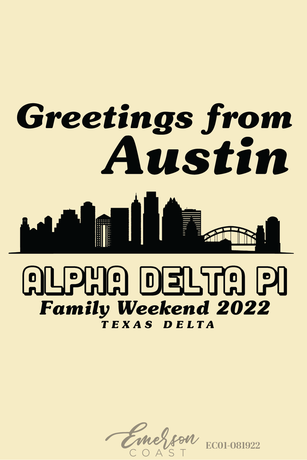Alpha Delta Pi University Of Texas Austin Parents Weekend Skyline T-Shirt