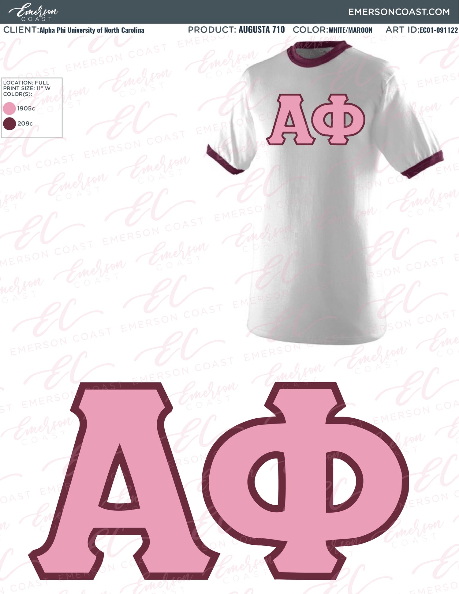 EC01-091122 Alpha Phi University of North Carolina Wilmington Jersey 2022