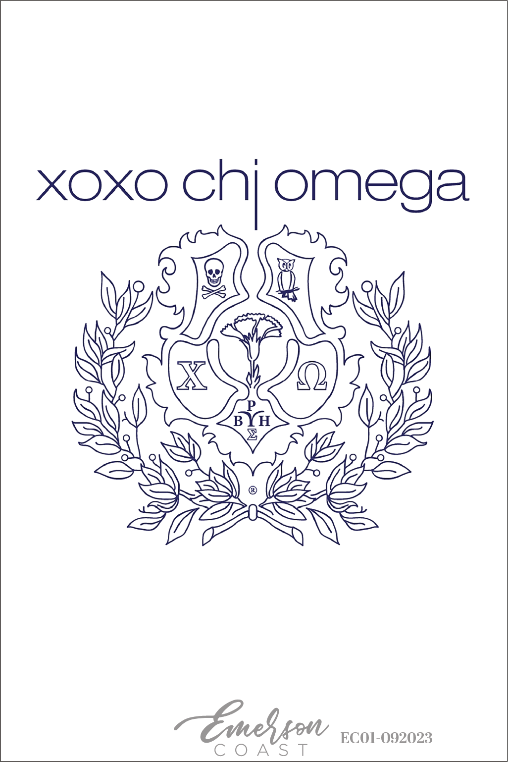 Chi Omega Simple Crest Bid Day T-Shirt