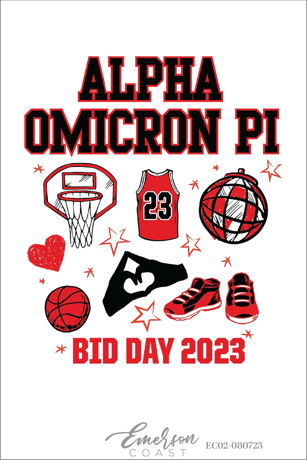 Alpha Omicron Pi Basketball Bid Day T-Shirt