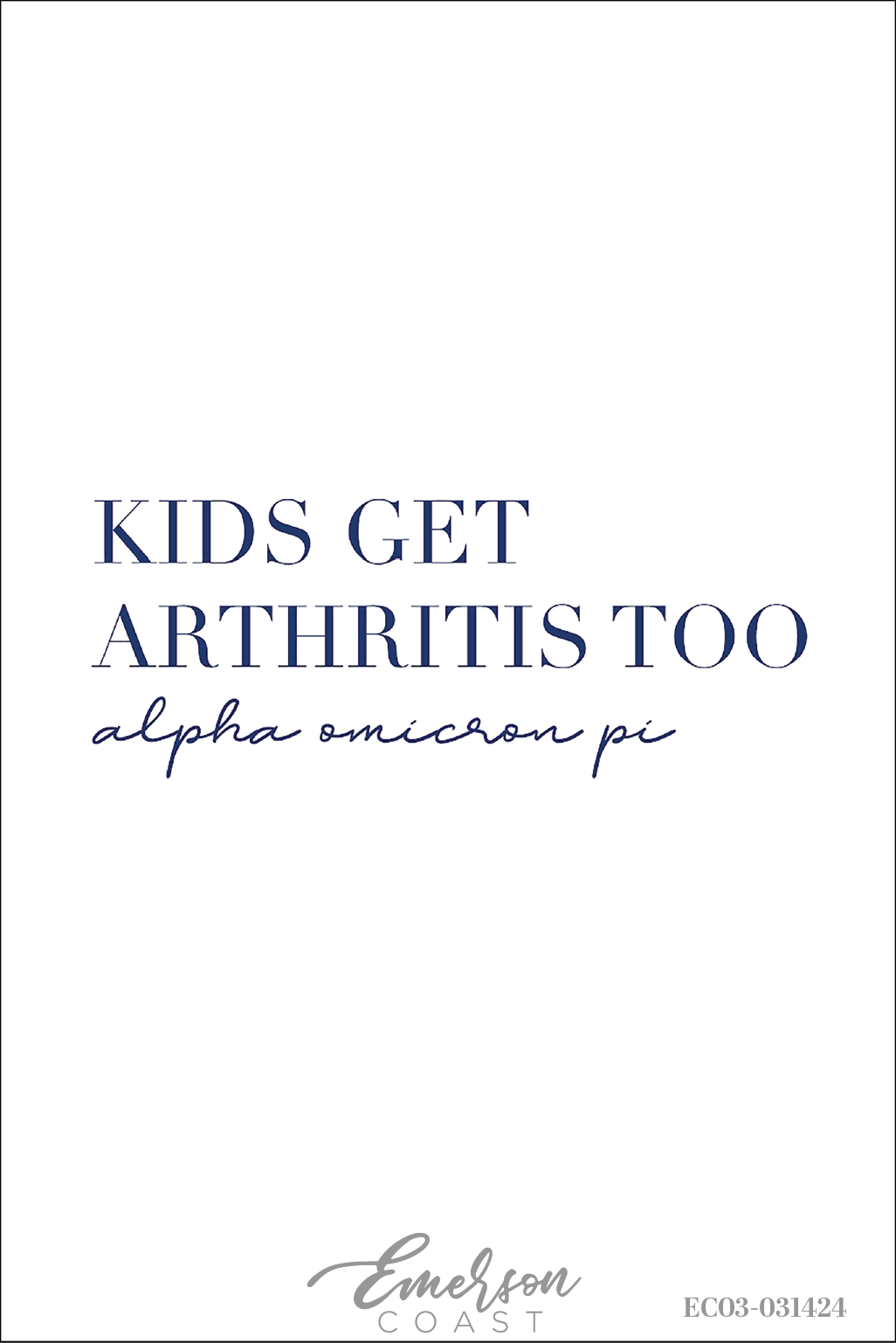 Alpha Omicron Pi Kids Get Arthritis Too Simple Tshirt