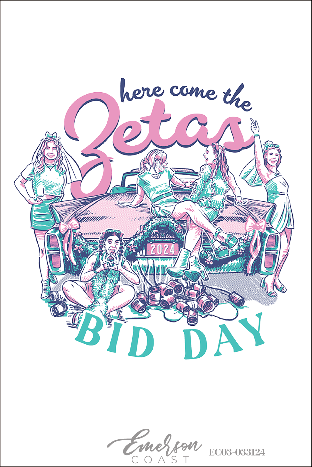 Zeta Tau Alpha Here Come The Zetas Bid Day T-Shirt