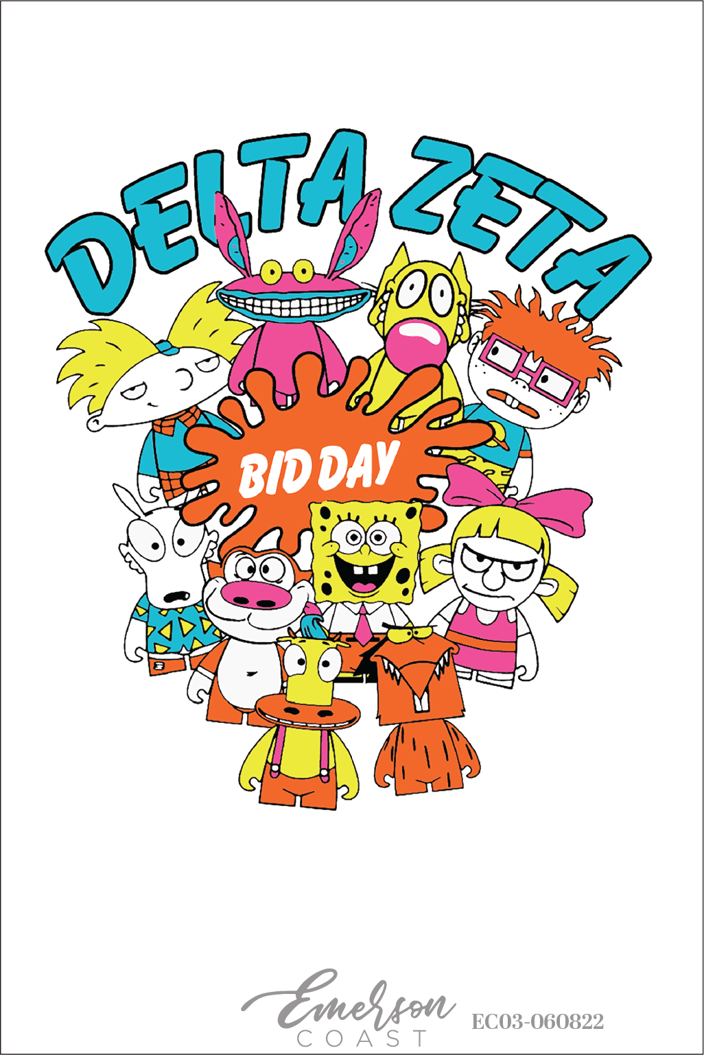 Delta Zeta Cartoons Bid Day T-Shirt