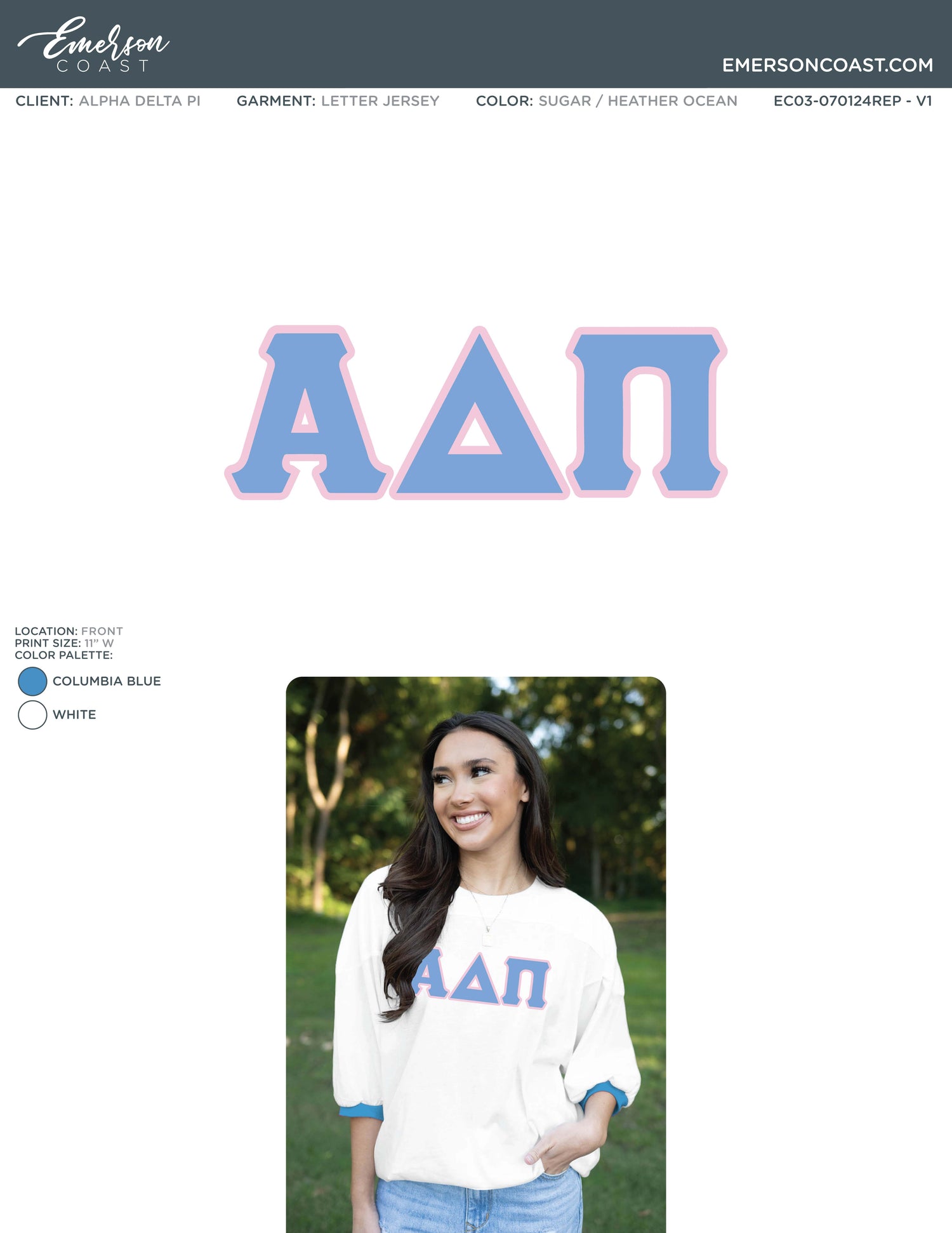 EC03-070124REP Alpha Delta Pi Georgia College University Letter Jerseys 2024-BD