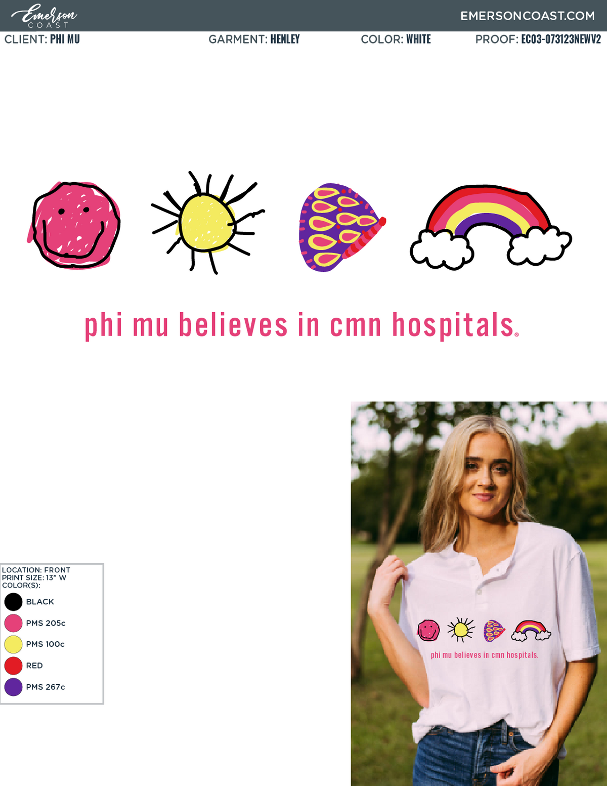 Phi Mu Colorful Believes in Miracles Henley