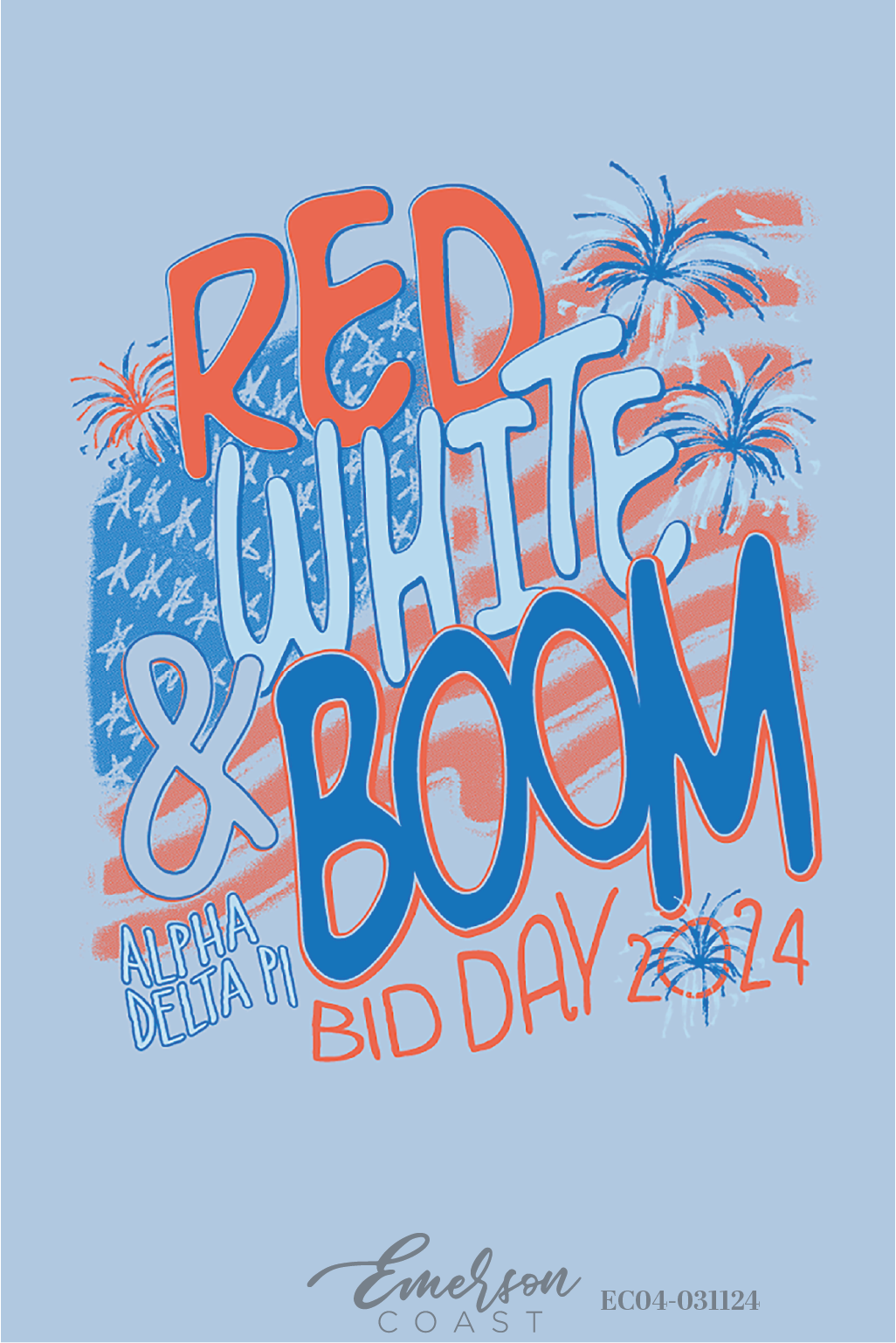 Alpha Delta Pi Red White And Boom Bid Day T-Shirt
