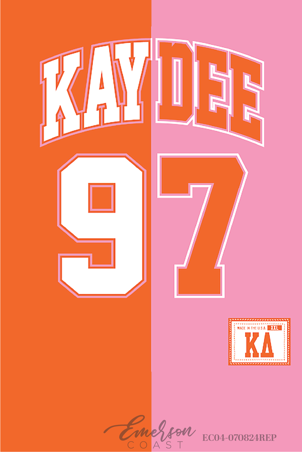 Kappa Delta Orange And Pink Sublimated Bid Day Jersey