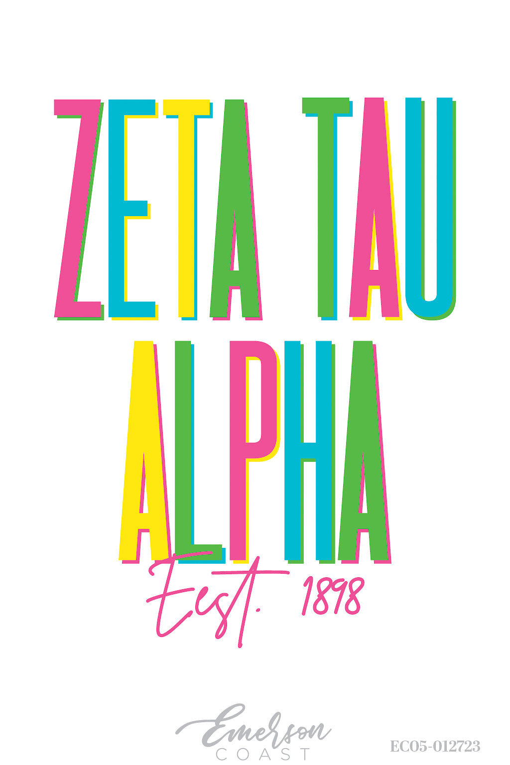 Zeta Tau Alpha Georgia Southern University Tall Colorful Recruitment Tee
