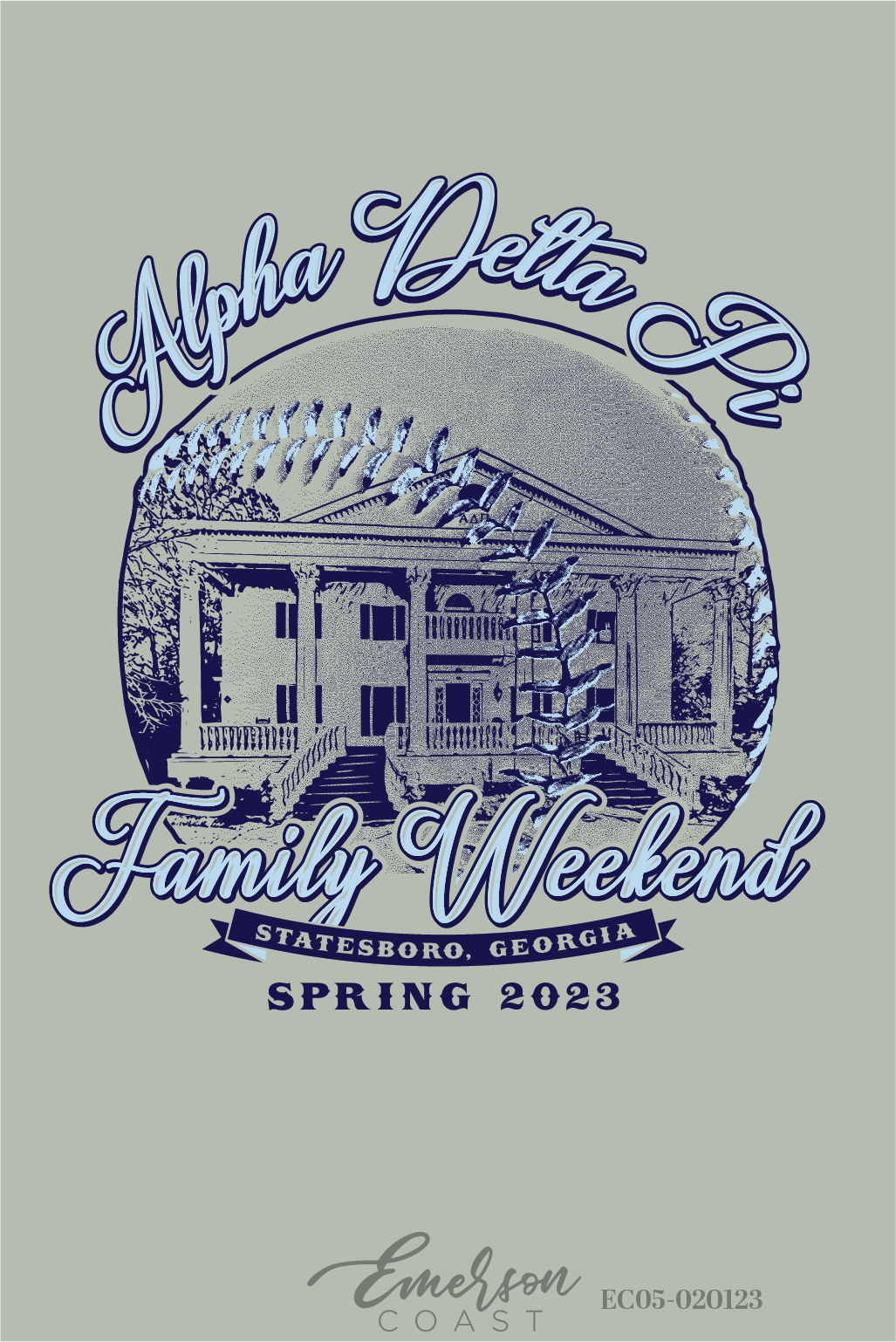 Alpha Delta Pi Georgia Southern University Family Weekend Baseball T-Shirt