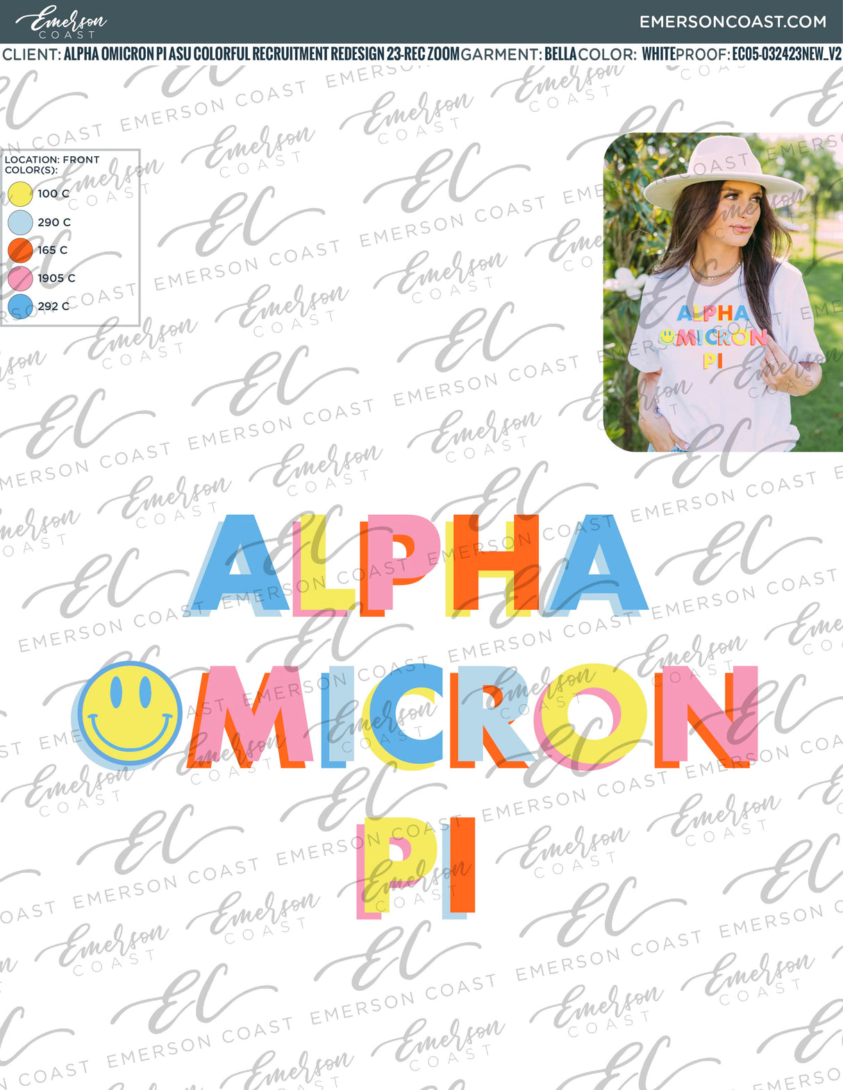 Alpha Omicron Pi Colorful Block Letter Tee