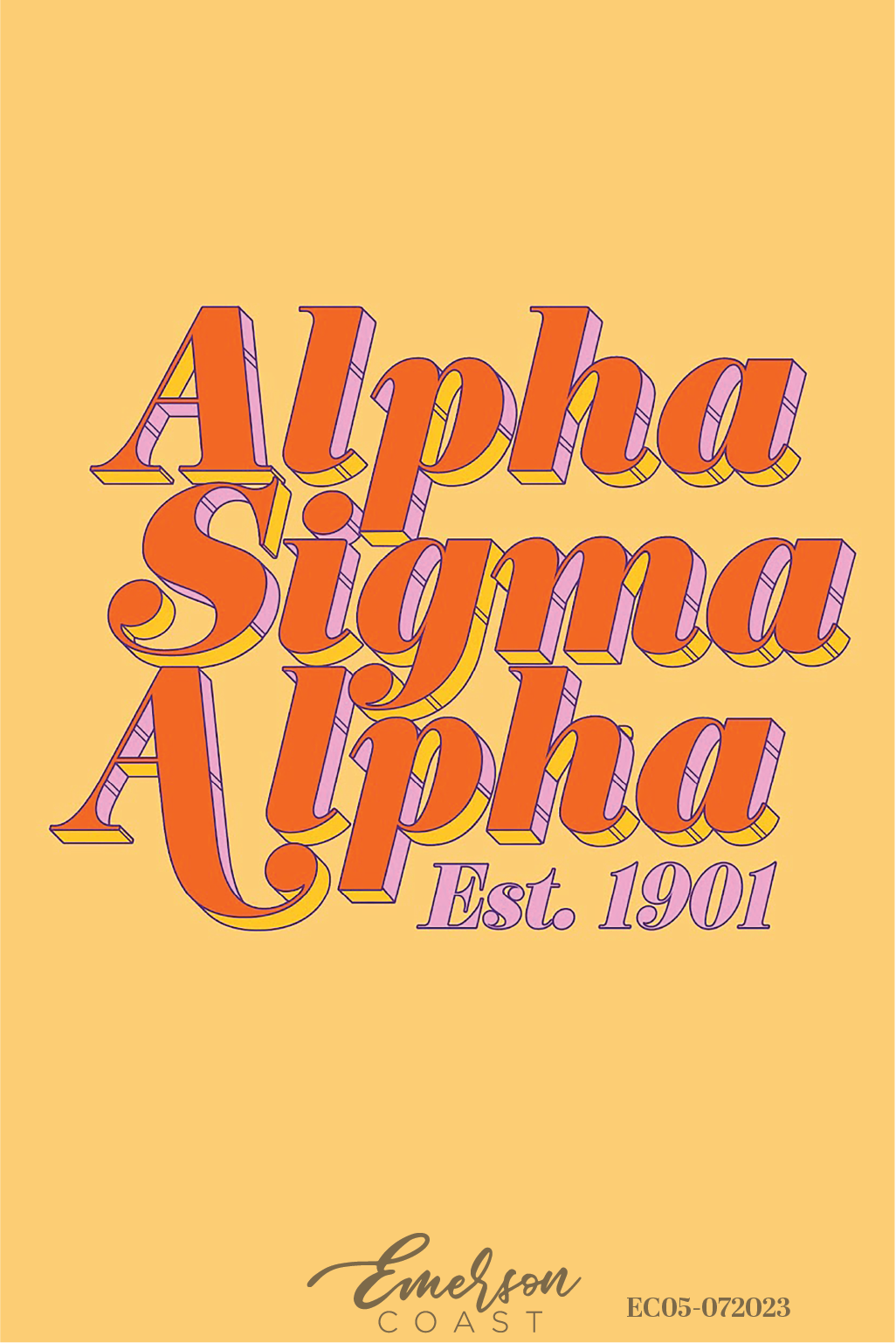 Alpha Sigma Alpha Yellow Retro Recruitment Shirt