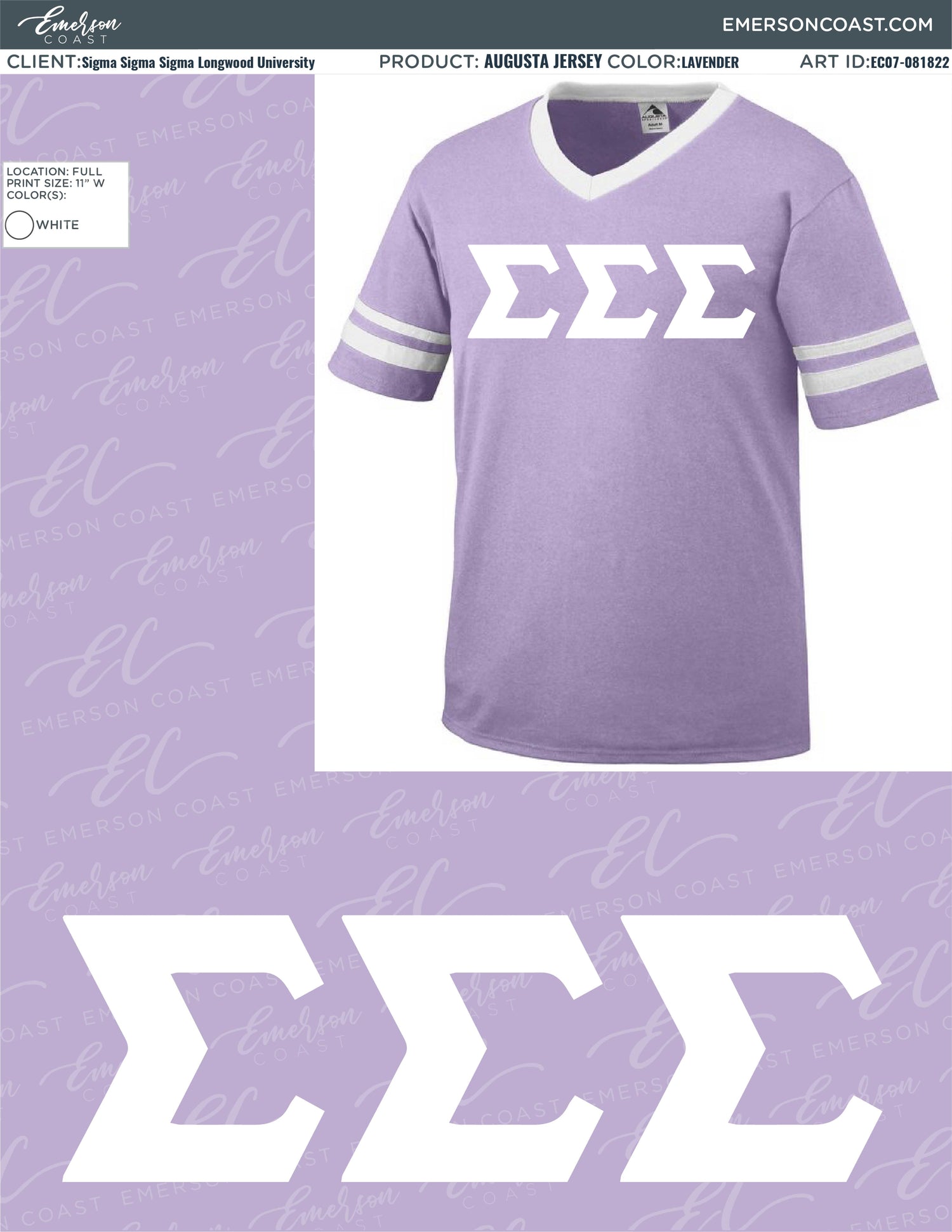 EC07-081822 Sigma Sigma Sigma Longwood University Jersey 2022-01