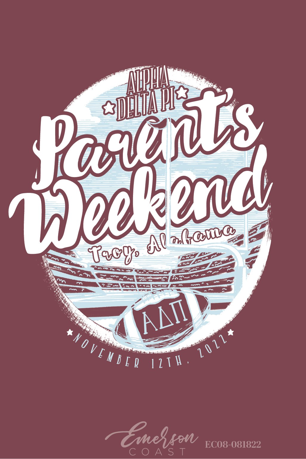 Alpha Delta Pi Troy University Parents Weekend Football Stadium T-Shirt