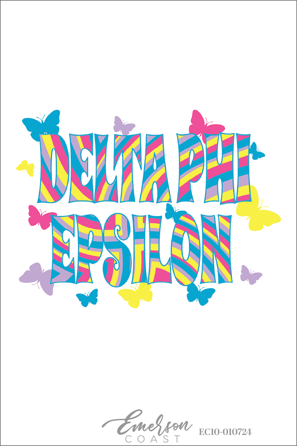 Delta Phi Epsilon Colorful Butterflies Bid Day T-Shirt