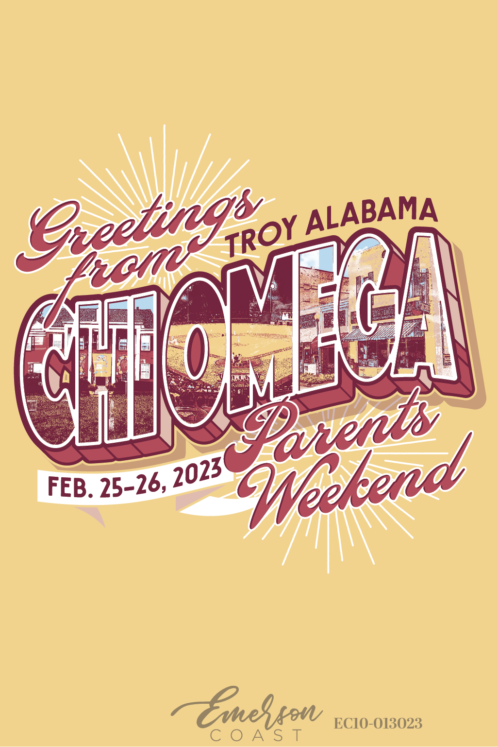 Chi Omega Troy University Parents Weekend Postcard T-Shirt