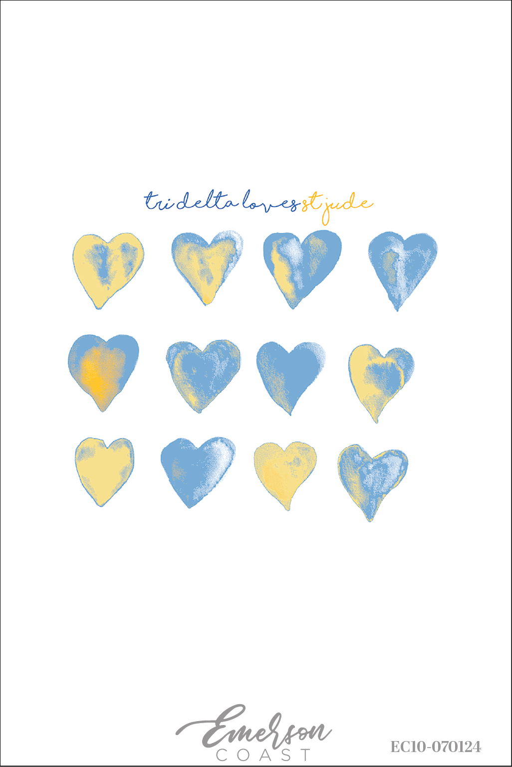 Delta Delta Delta Watercolor Hearts Philanthropy Tee