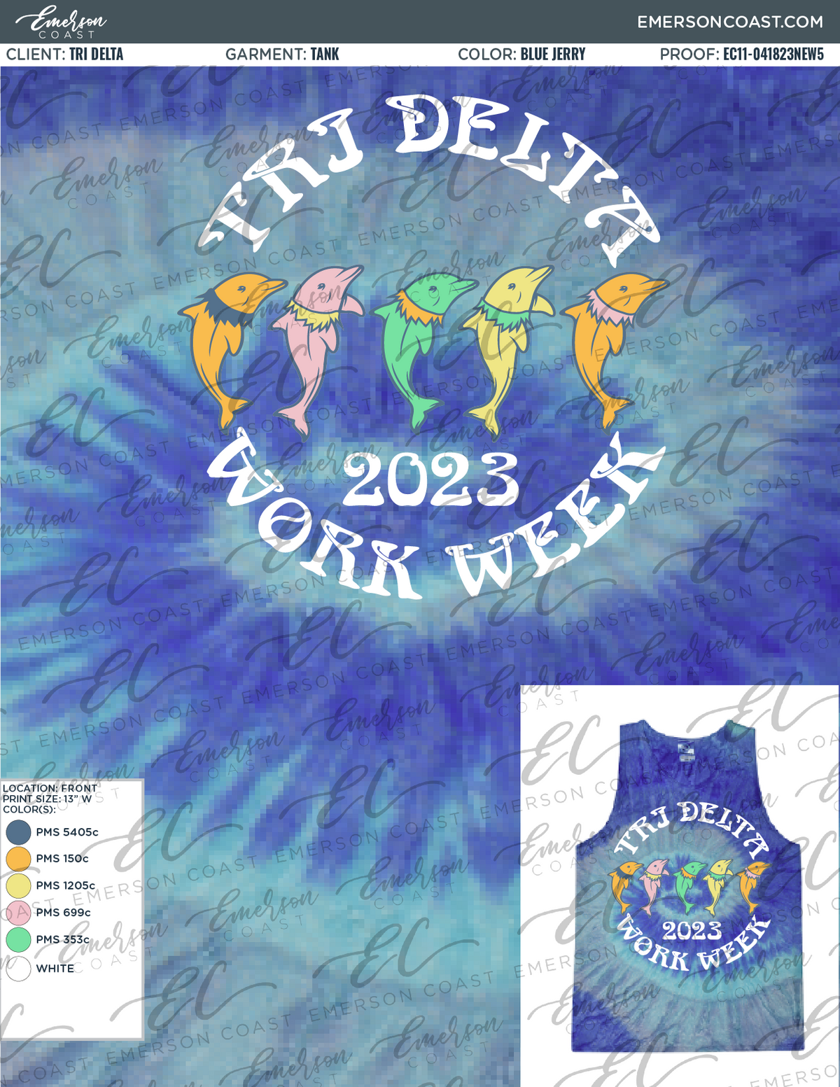 Tri Delta Tie Dye Work Week Tank