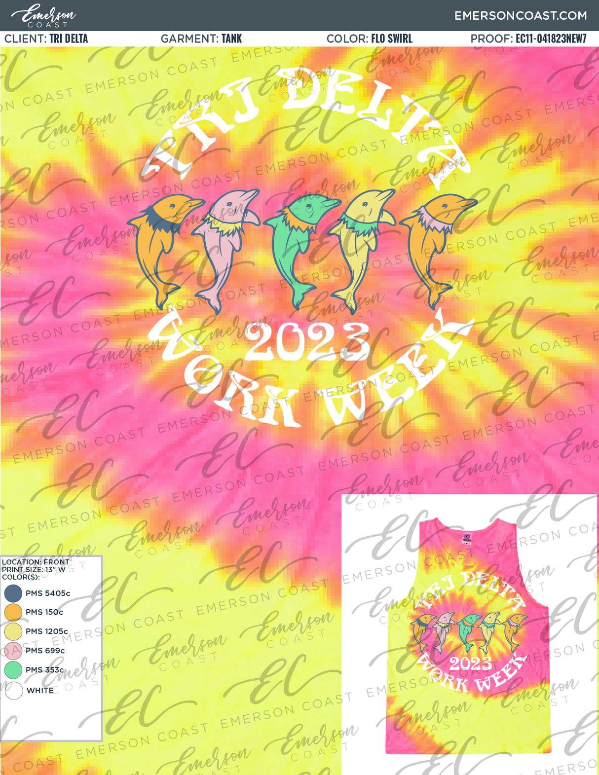 Tri Delta Tie Dye Work Week Tank