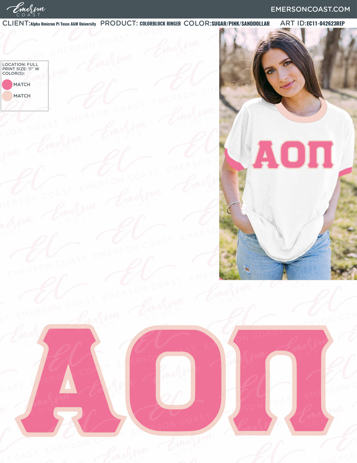 EC11-042623REP Alpha Omicron Pi Texas A_M University Bid Day Letter Tee 2023-BD Zoom