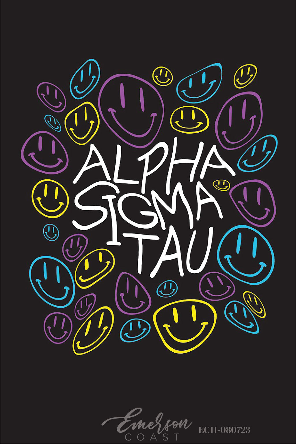 Alpha Sigma Tau Smiley Face Bid Day T-Shirt