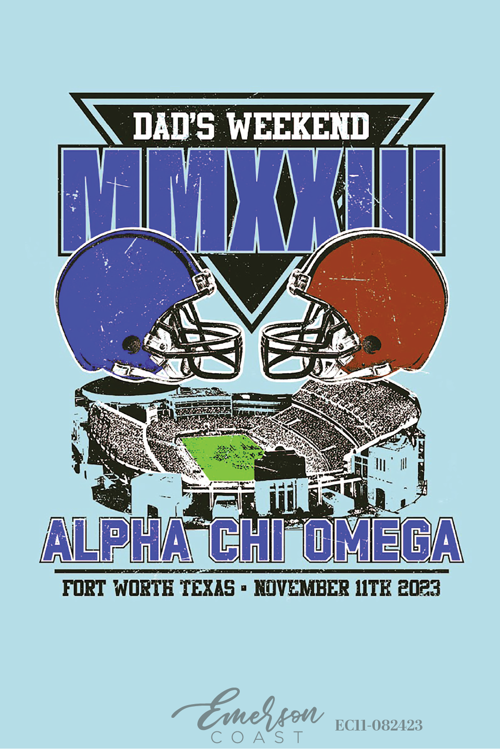Alpha Chi Omega Texas Christian University Dad's Weekend Helmet T-Shirt