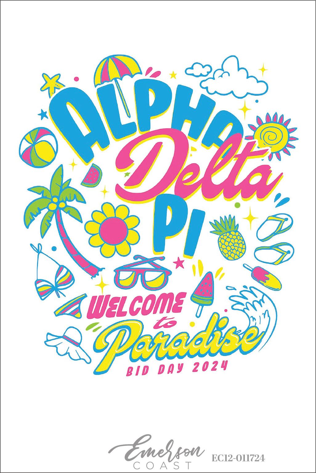 Alpha Delta Pi Welcome To Paradise Bid Day T-Shirt