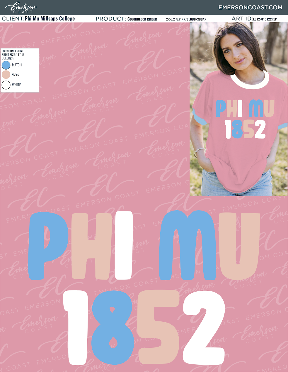 Phi Mu Pink Pastel Colorblock Ringer Tee